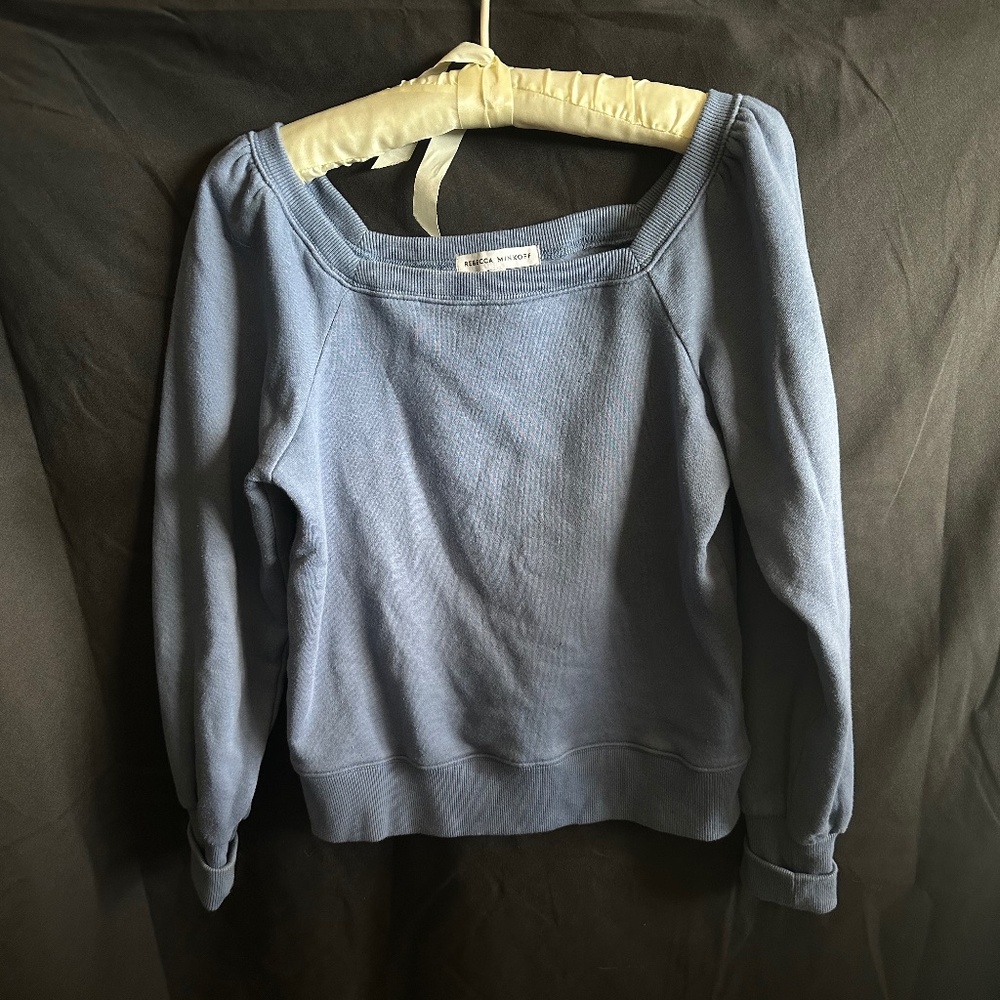 Rebecca Minkoff Square Neck Blue Sweatshirt